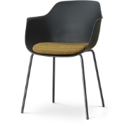 Nora-Liz eetkamerstoel zwart met mosgroen zitkussen - zwart onderstel