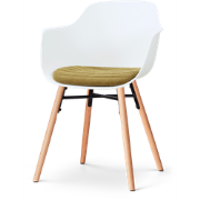 Nena-Liz eetkamerstoel wit met mosgroen zitkussen - houten onderstel