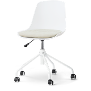 Nout-Liv eetkamerstoel wit met naturelbeige zitkussen - wit onderstel