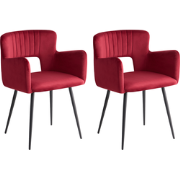 SANILAC - Eetkamerstoel set van 2 - Donkerrood - Fluweel