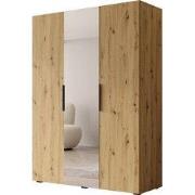Meubella - Kledingkast Marquesa - Eiken - 150 cm - Met spiegel