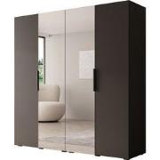 Meubella - Kledingkast Marquesa - Zwart - 200 cm - Met spiegel