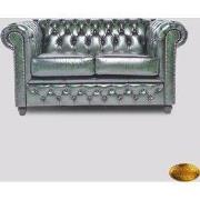 Chesterfield Bank Original Leer | 1 + 1 + 3 zits | Antiek Groen | 12 j...