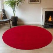 JOY Effen Soft Rond Vloerkleed – 100% Polyester – Anti-Slip - Rood- 16...