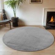 JOY Effen Soft Rond Vloerkleed – 100% Polyester – Anti-Slip - Grijs- 2...