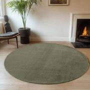 JOY Effen Soft Rond Vloerkleed – 100% Polyester – Anti-Slip - Groen- 1...