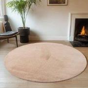JOY Effen Soft Rond Vloerkleed – 100% Polyester – Anti-Slip - Beige- 8...