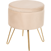 SILAS - Poef - Lichtbeige - Fluweel