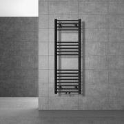 Badkamerradiator Sahara 400x1200 mm zwart mat recht met middenaansluit...