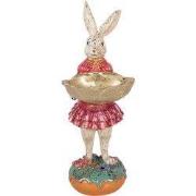 Clayre & Eef Decoratie Beeld Konijn 11x14x30 cm Beige Kunststof