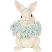 Clayre & Eef Decoratie Beeld Konijn 9x10x13 cm Wit Kunststof