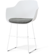 Nino-Liz barkruk wit met zeegrijs zitkussen - wit onderstel - 65 cm