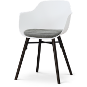 Nena-Liz eetkamerstoel wit met zeegrijs zitkussen - zwart houten onder...