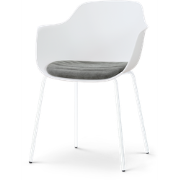 Nora-Liz eetkamerstoel wit met zeegrijs zitkussen - wit onderstel
