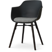 Nena-Liz eetkamerstoel zwart met zeegrijs zitkussen - zwart houten ond...