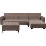 ABERDEEN - Slaapbank met ottomaan - Taupe - Linkszijdig - Stof