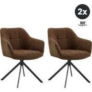 2x Eetkamerstoel Jesse - Stof Choco Donkerbruin