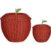 Mica Decorations  Opbergmand met Deksel - Set van 2 - H48 x Ø30 cm - R...