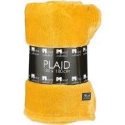Mica Decorations Famke Fleece Plaid - L180 x B130 cm - Geel