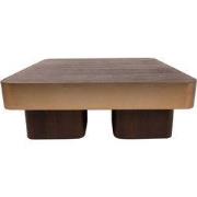 PTMD Warren Coffee Table 90x90x31 Brown Wood Gold Metal