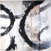 PTMD Jor Black Canvas Circle Painted Wall Panel Square