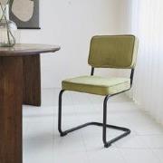 Eetkamerstoel Remo Groen Ribstof - Zonder Armleuningen