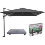 Hawaii parasol - 3x3 m - zwart doek - inclusief 90 kg voet en hoes