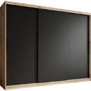 Meubella - Kledingkast Luxor - Zwart - Eiken - 250 cm