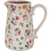 Clayre & Eef Decoratie Kan 21x15x23 cm Beige Keramiek Bloemen