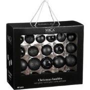 Mica Decorations Kerstballen Set - 42 Stuks - Ø7 cm - Glas - Zwart