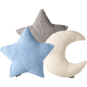 LUNA - Set van 3 sierkussens - Gebroken wit/Grijs/Blauw - Corduroy