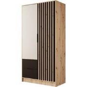 Meubella - Nocturna - Kledingkast 2 deurs - Eiken/Zwart - 102x51x200cm