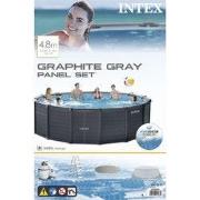 Zwembad 4.78m x 1.24m graphite gray panel pool set