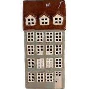 Clayre & Eef Waxinelichthouder Huis 15x11x30 cm Grijs Bruin Keramiek