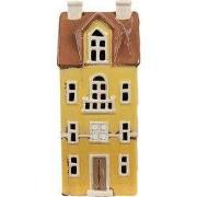 Clayre & Eef Waxinelichthouder Huis 11x9x25 cm Geel Bruin Keramiek