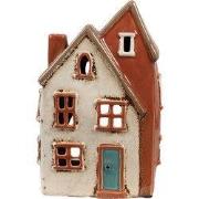 Clayre & Eef Waxinelichthouder Huis 13x8x20 cm Beige Keramiek