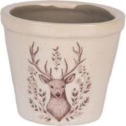 Clayre & Eef Bloempot Ø 8x7 cm Beige Keramiek Hert