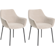 BOWDON - Eetkamerstoel set van 2 - Beige - Chenille