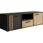 Meubella - Clover - TV-Meubel - Eiken/Zwart - 143x42x44 cm