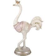 Clayre & Eef Decoratie Beeld Struisvogel 23x11x41 cm Wit Kunststof