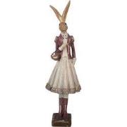 Clayre & Eef Decoratie Beeld Konijn 10x9x32 cm Goudkleurig Kunststof