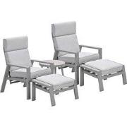 Garden Impressions Lora loungestoelen taupe - Lucas bijzettafel Ø50 cm