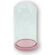 Bell Jar - Glass/Wood - Light Pink - 17x17x32cm