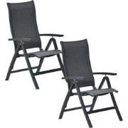 Garden Impressions Hilly tuinstoel verstelbaar donker grijs - 2 stuks
