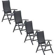 Garden Impressions Hilly tuinstoel verstelbaar donker grijs - 4 stuks