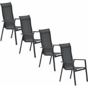 Garden Impressions Siena tuinstoel stapelbaar donker grijs - 4 stuks