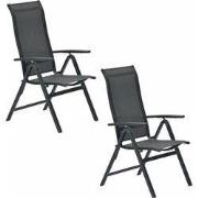 Garden Impressions Siena tuinstoel verstelbaar donker grijs - 2 stuks