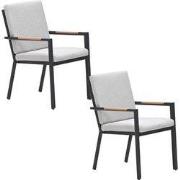 Garden Impressions Kasper tuinstoel stapelbaar donker grijs - 2 stuks