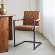 Industriële Eetkamerstoel Cognac Ruben - Met Armleuningen