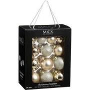 Mica Decorations Bal glas creme 26 stuks - d7cm